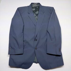 🟡 John L. Blair Mens Navy Blue Two Button Blazer Jacket Regular Fit Solid 23x31